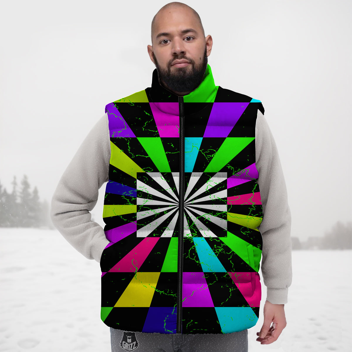 Paw Print Pattern Down Vest