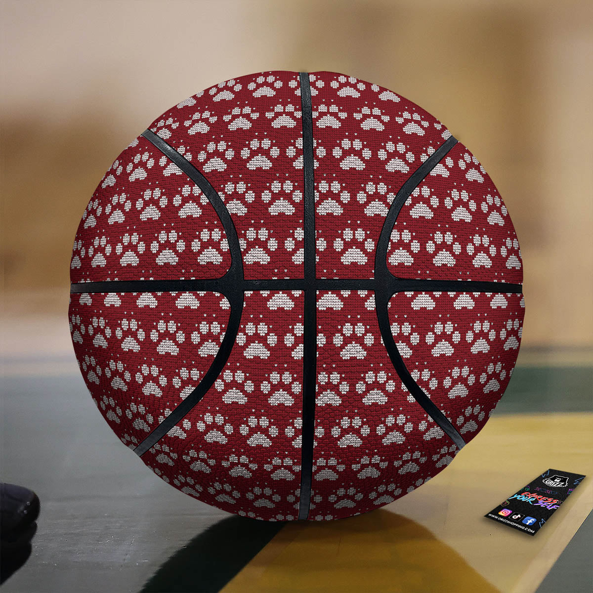 Paw Knitted Christmas Print Pattern Basketball