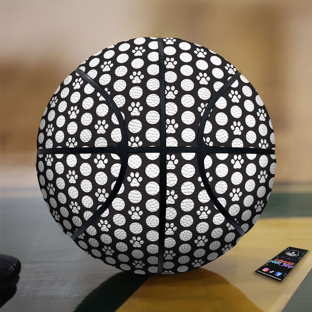 Paw Polka Dot White And Black And Print Basketball