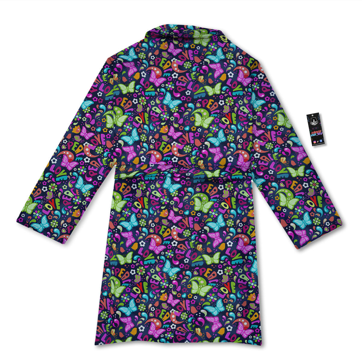 Peace Groovy Girly Print Pattern Bathrobe-grizzshop