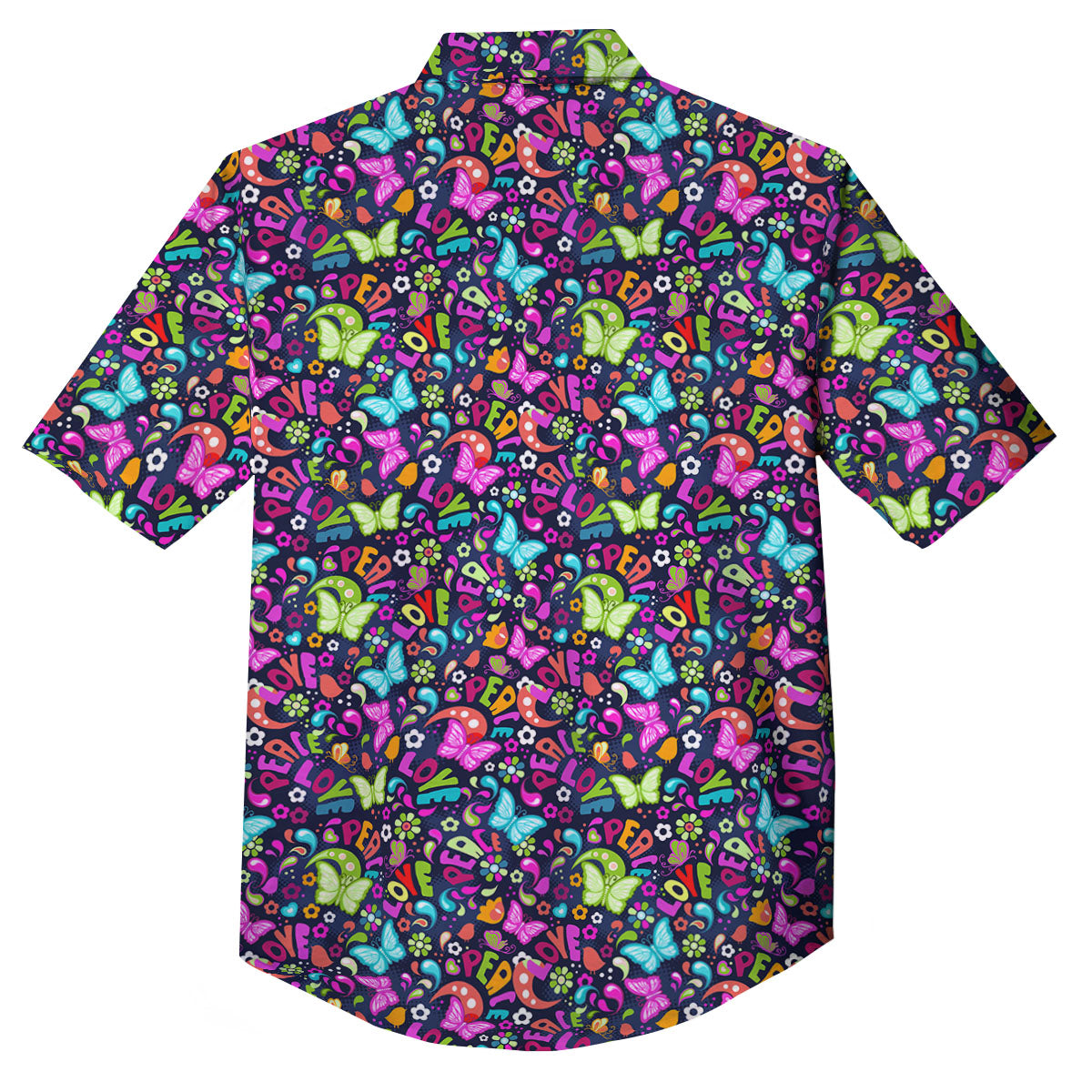 Peace Groovy Girly Print Pattern Button Up Shirt-grizzshop