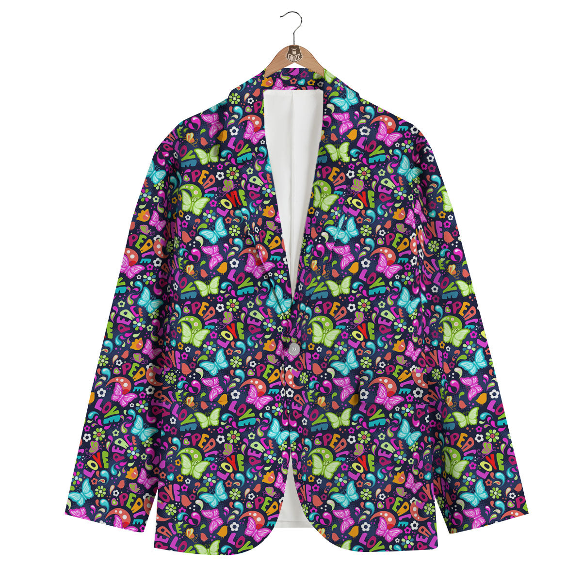 Peace Groovy Girly Print Pattern Men's Blazer-grizzshop