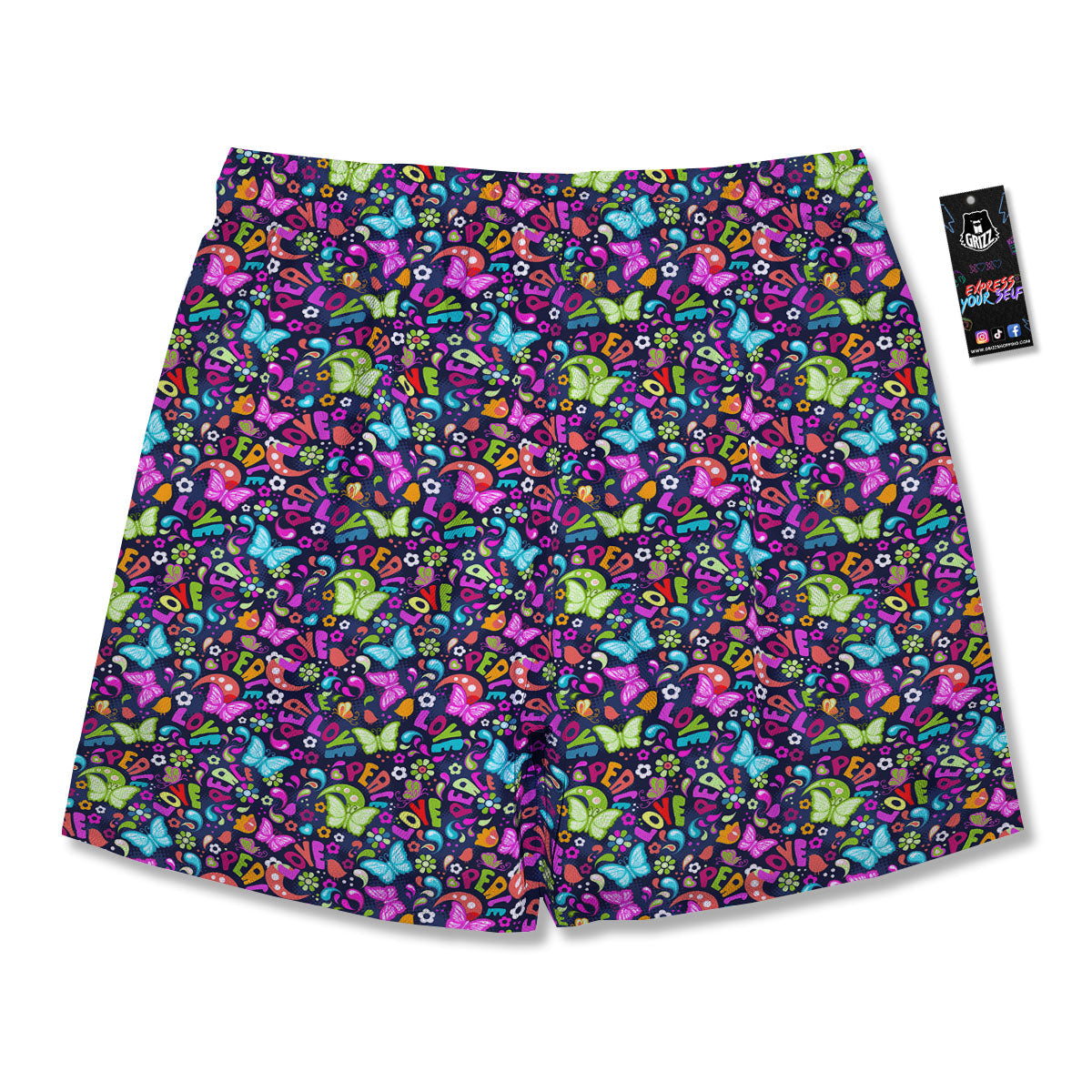 Peace Groovy Girly Print Pattern Men's Running Shorts-grizzshop