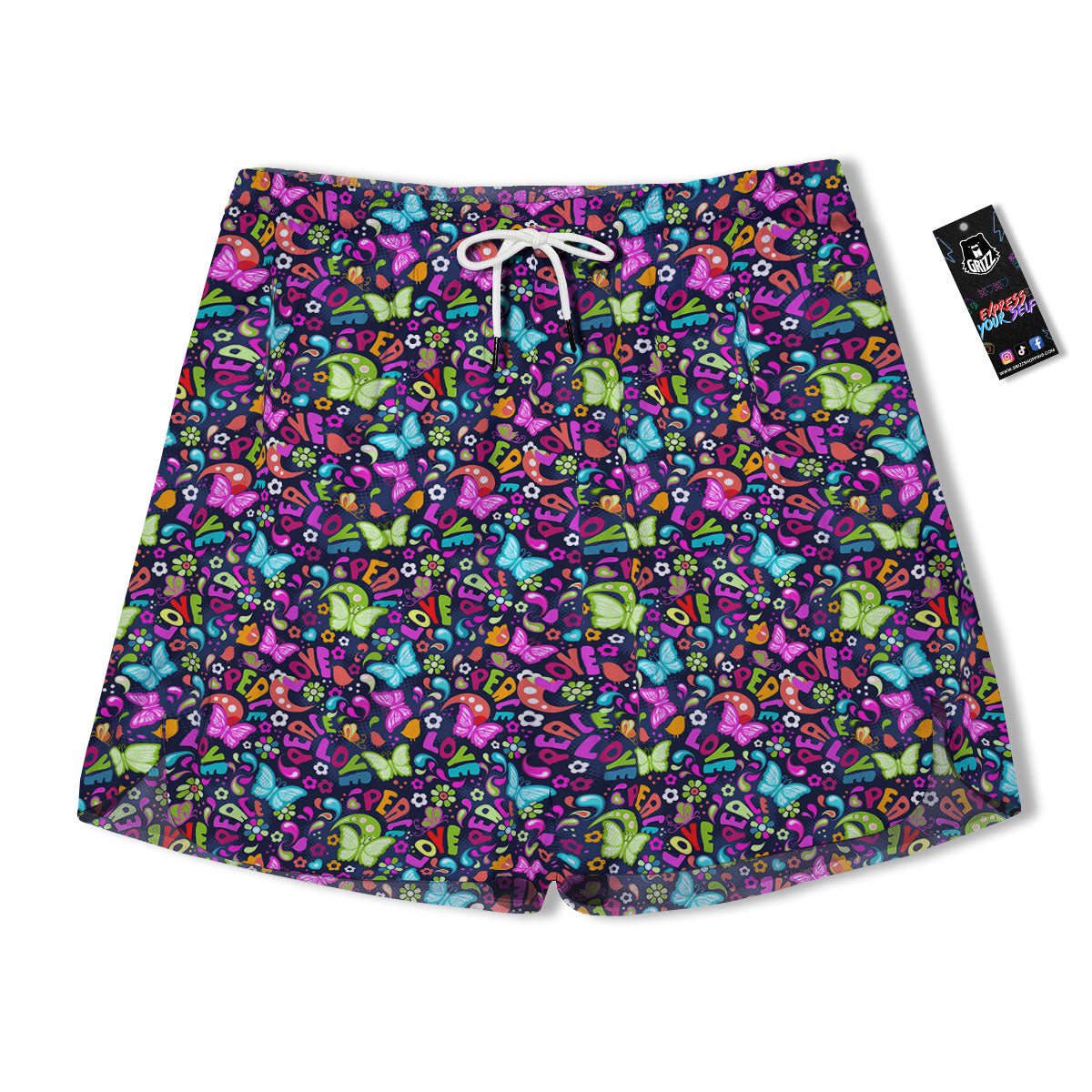 Peace Groovy Girly Print Pattern Men's Running Shorts-grizzshop
