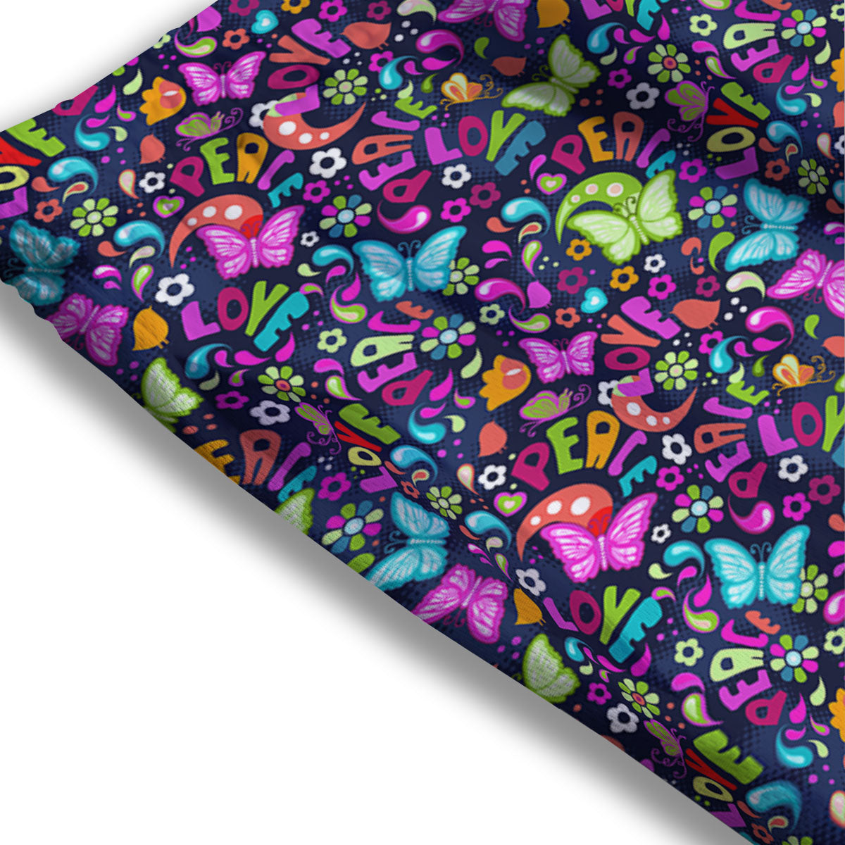 Peace Groovy Girly Print Pattern Mesh Shorts