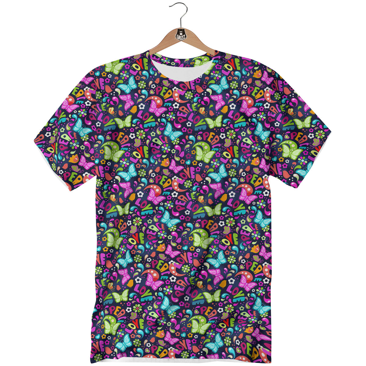 Peace Groovy Girly Print Pattern T-Shirt-grizzshop