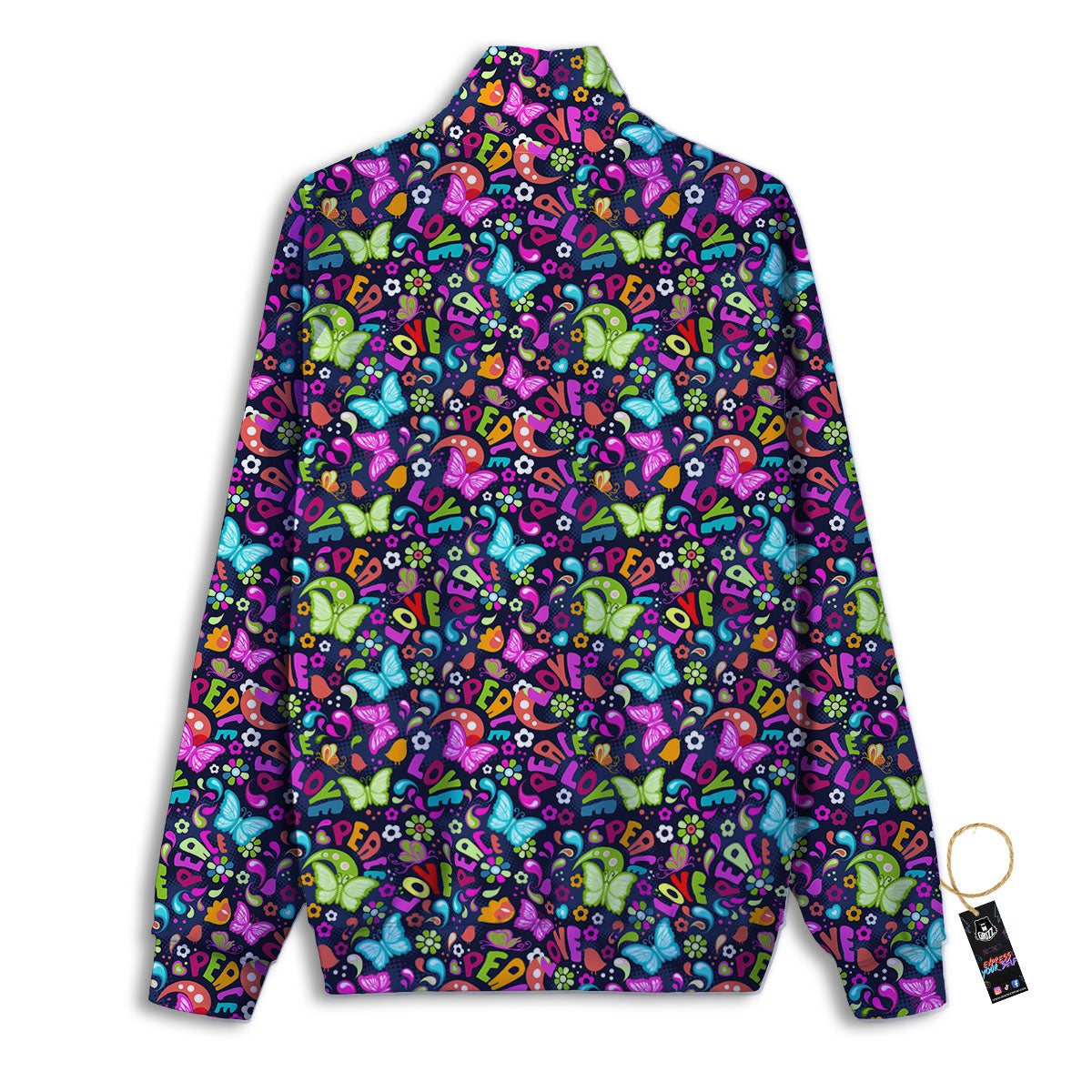 Peace Groovy Girly Print Pattern Track Jacket-grizzshop