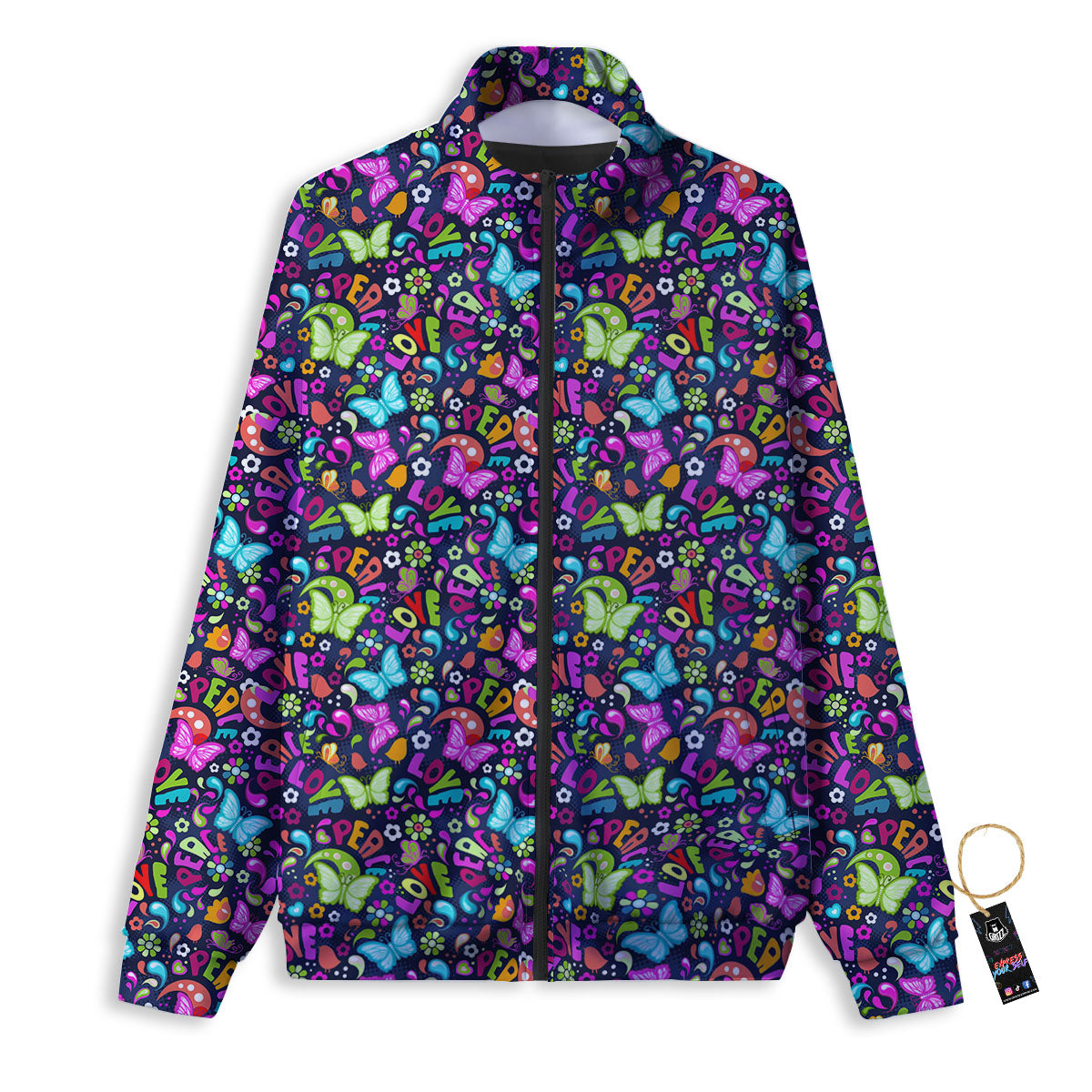 Peace Groovy Girly Print Pattern Track Jacket-grizzshop