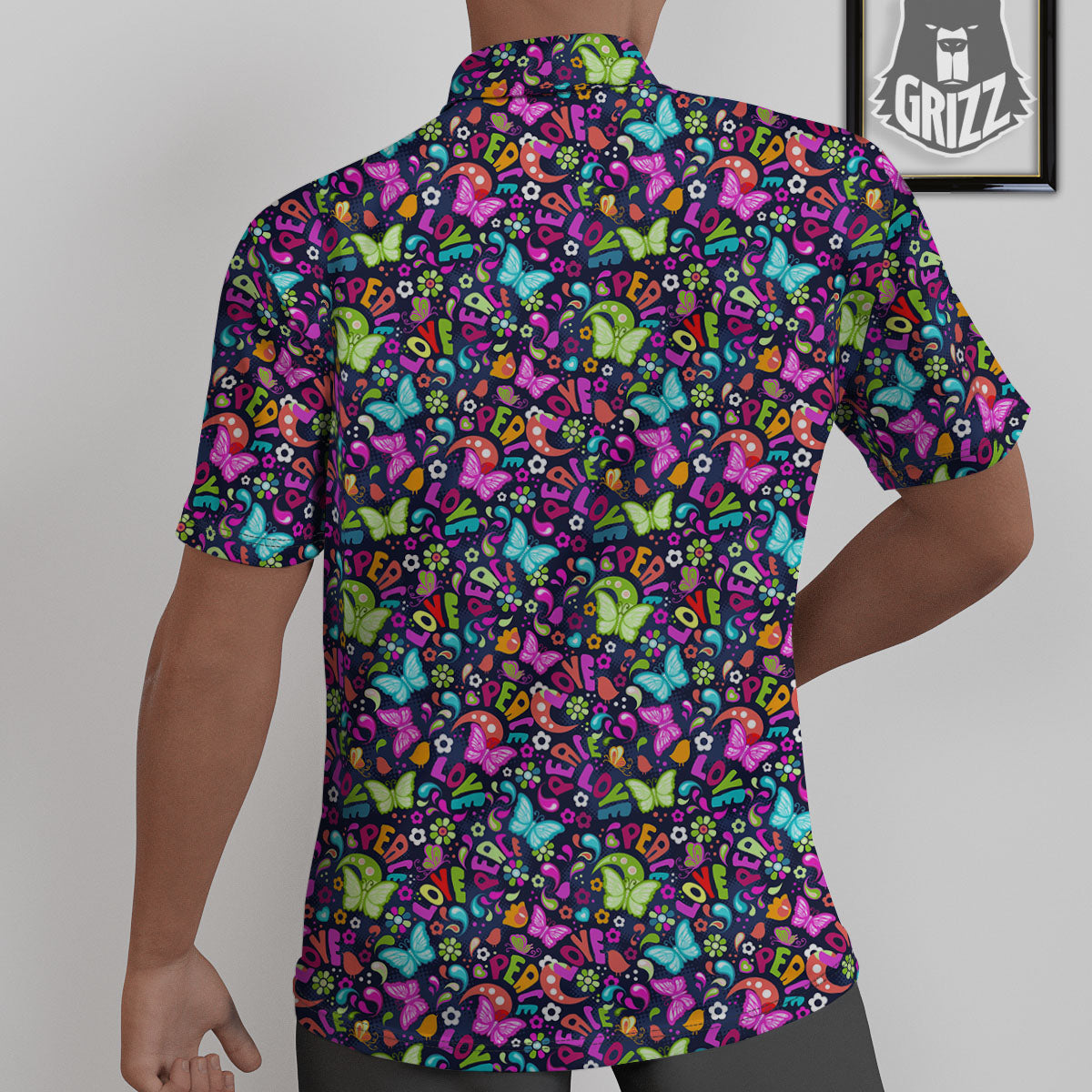 Peace Groovy Girly Print Pattern Untucked Shirts-grizzshop