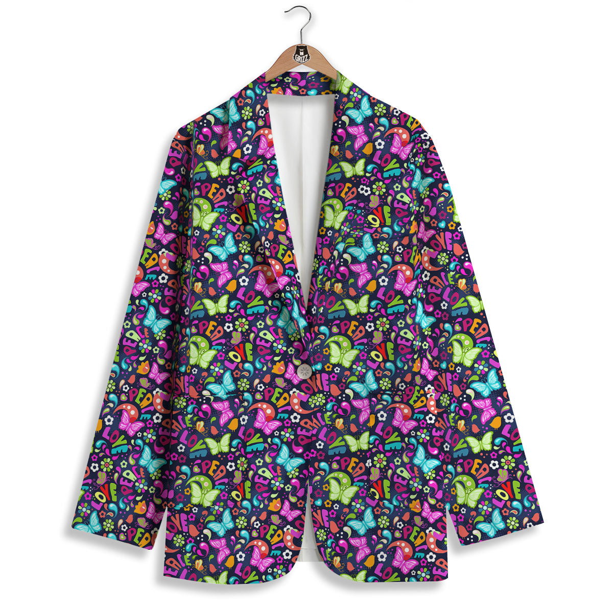 Peace Groovy Girly Print Pattern Women's Blazer-grizzshop
