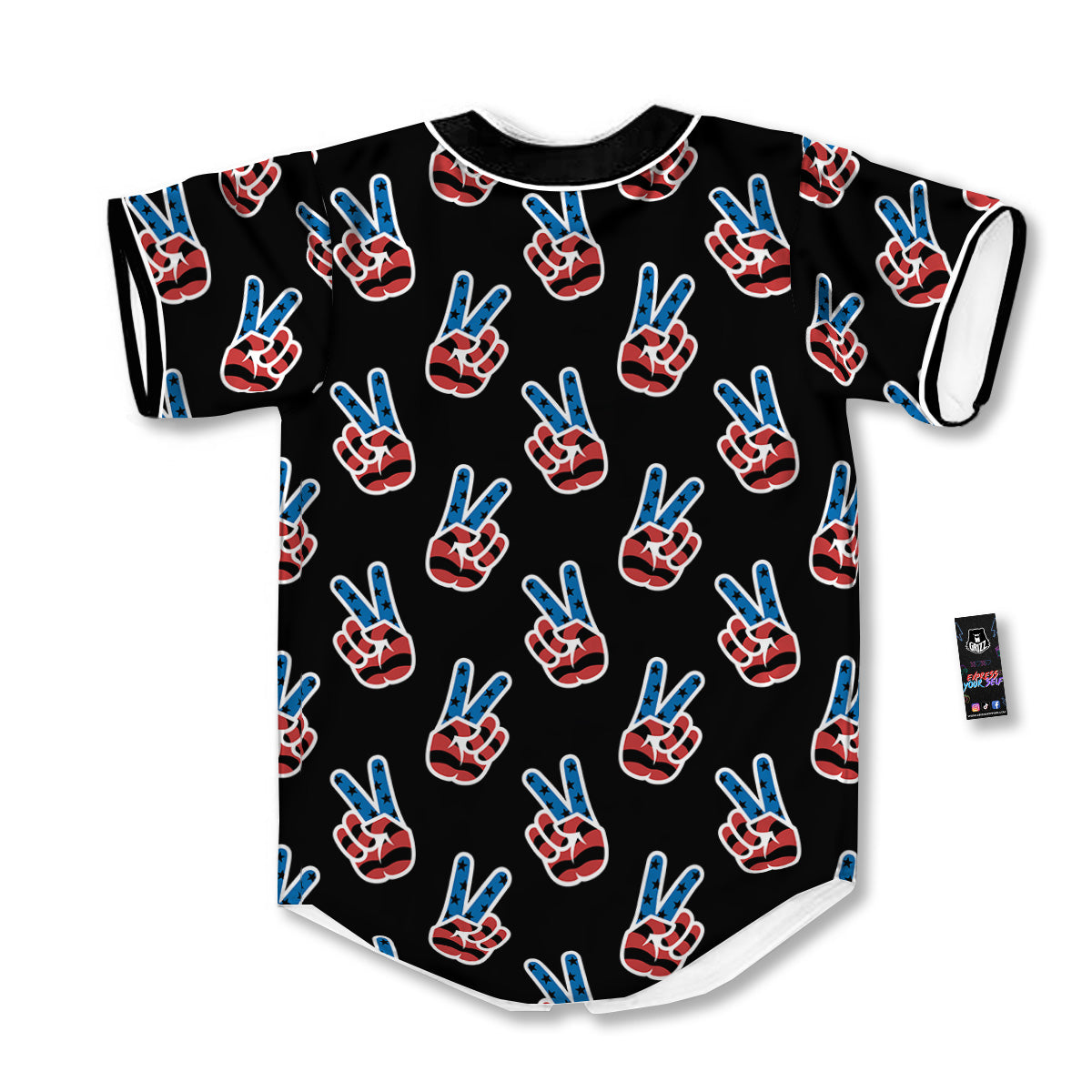 Peace Sign American Patriotic Print Pattern Baseball Jersey-grizzshop