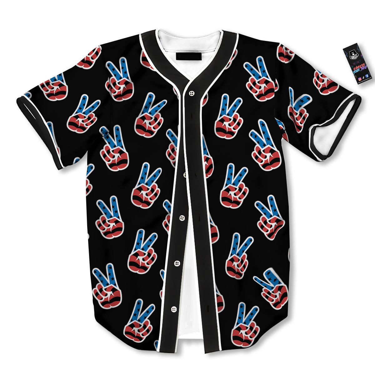 Peace Sign American Patriotic Print Pattern Baseball Jersey-grizzshop