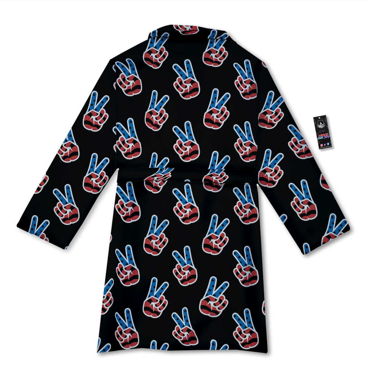 Peace Sign American Patriotic Print Pattern Bathrobe-grizzshop