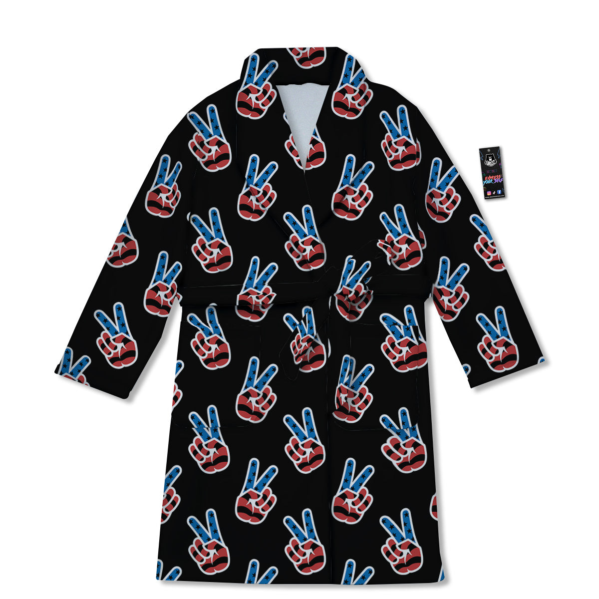 Peace Sign American Patriotic Print Pattern Bathrobe-grizzshop