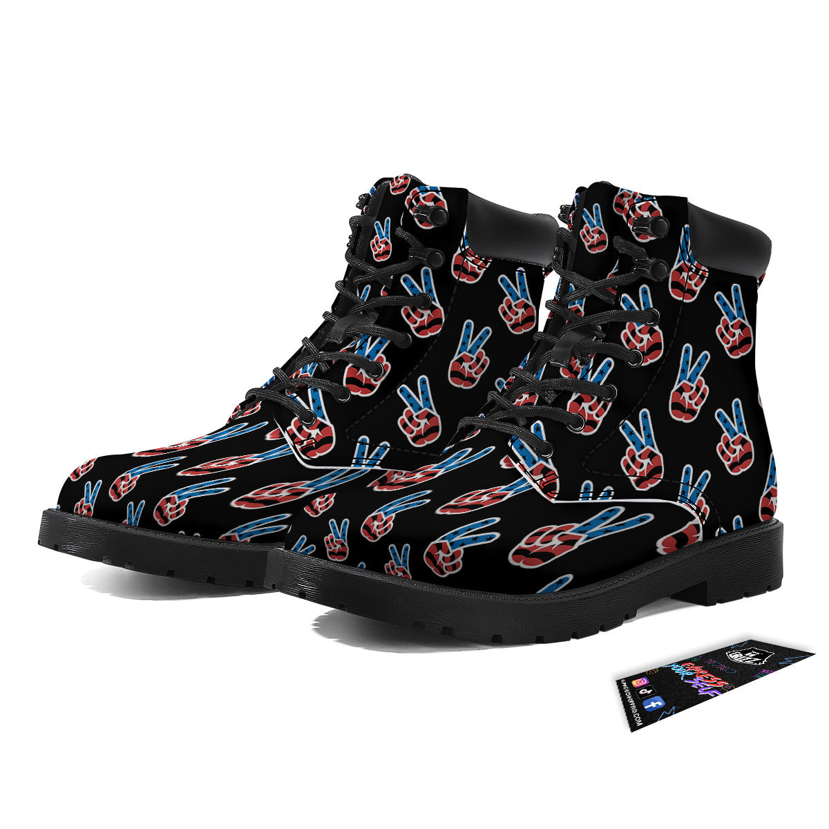 Peace Sign American Patriotic Print Pattern Boots-grizzshop