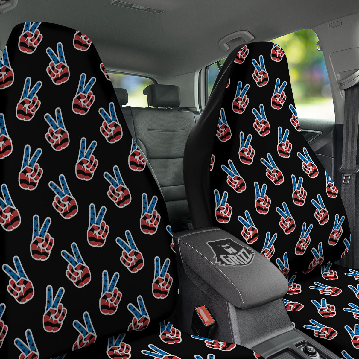 Peace Sign American Patriotic Print Pattern Car Seat Covers-grizzshop