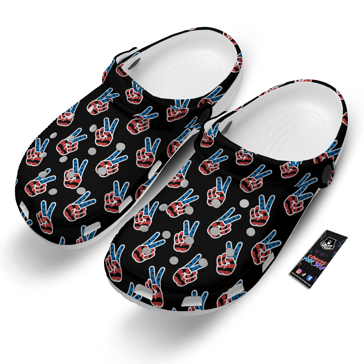 Peace Sign American Patriotic Print Pattern Clog-grizzshop