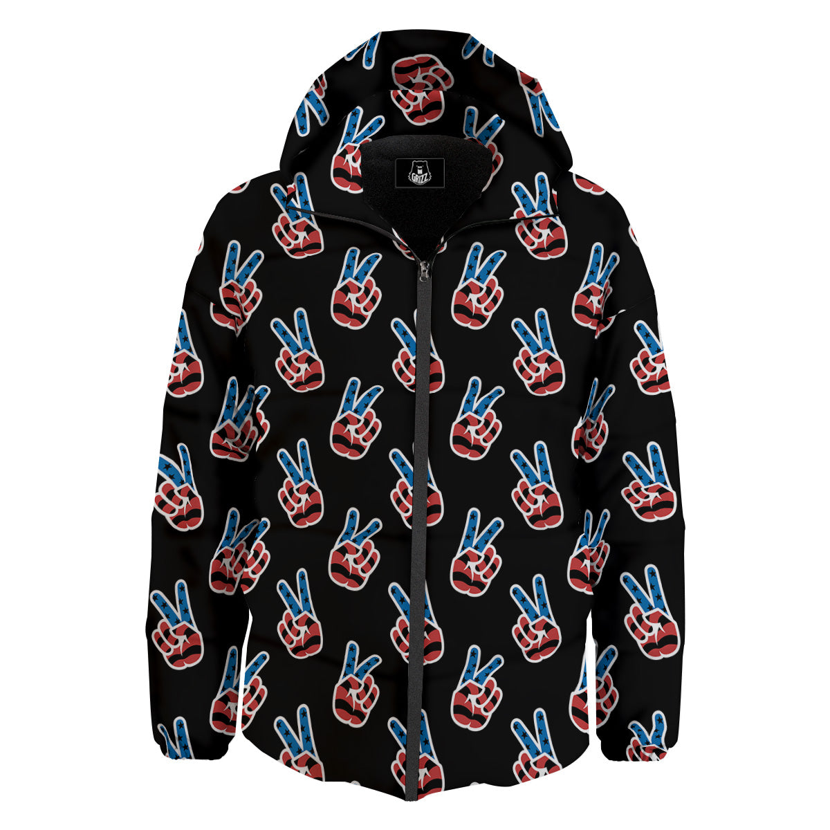 Peace Sign American Patriotic Print Pattern Down Jacket-grizzshop