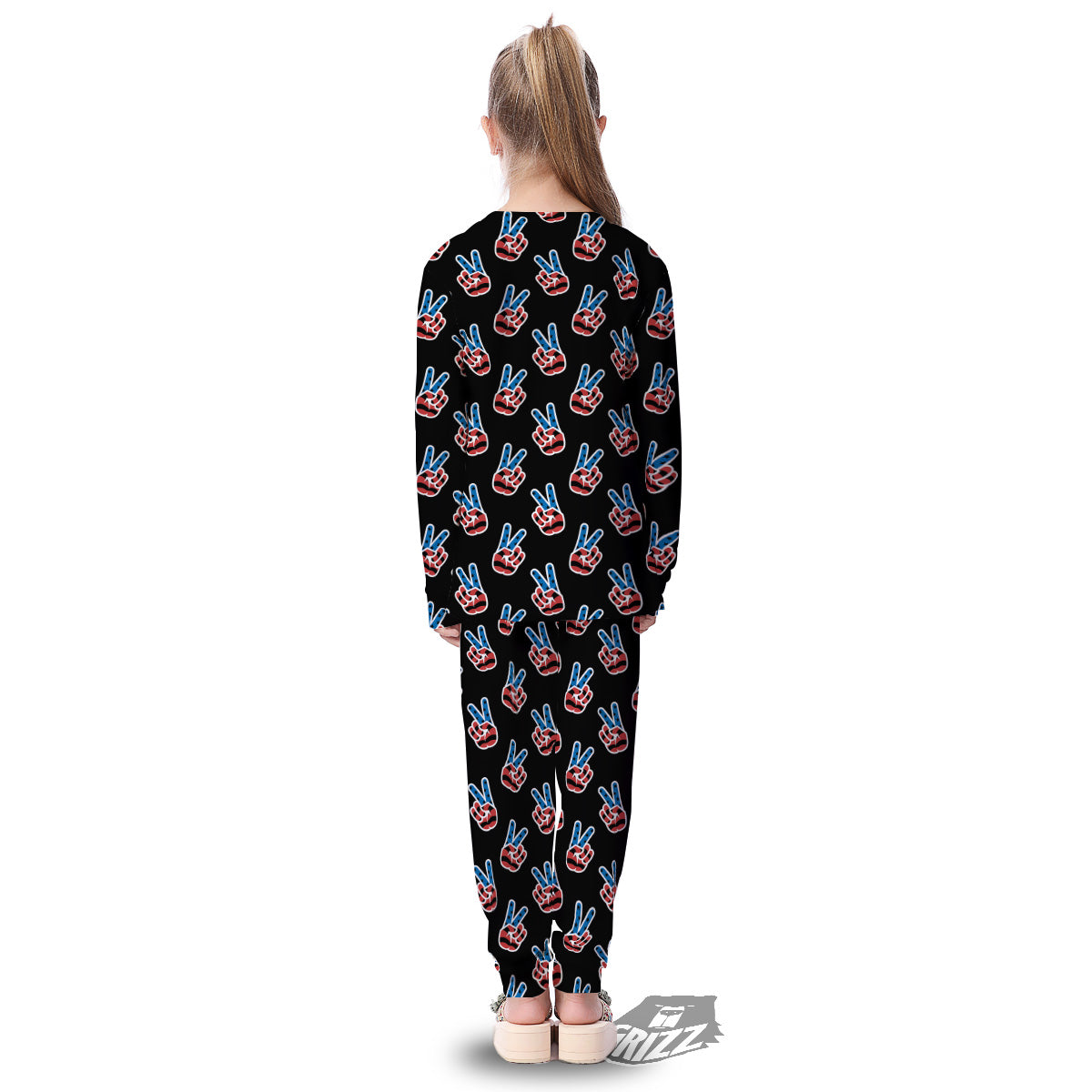 Peace Sign American Patriotic Print Pattern Kid's Pajamas-grizzshop