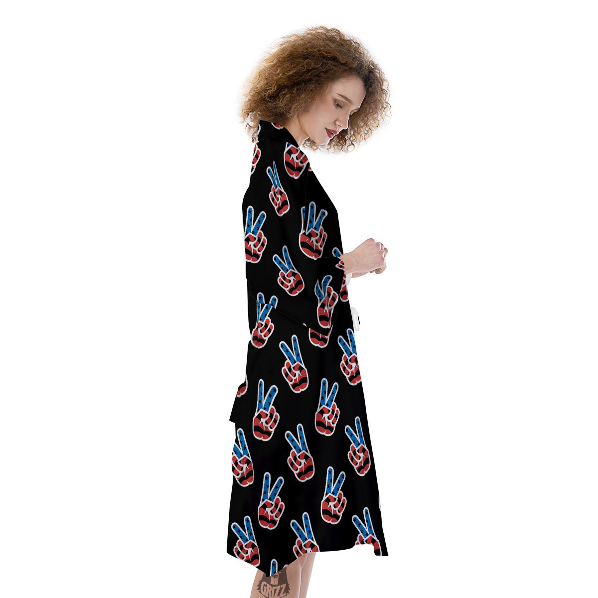 Peace Sign American Patriotic Print Pattern Kimono-grizzshop