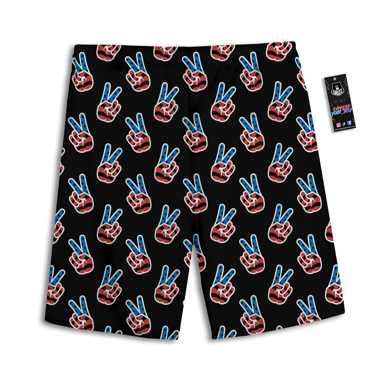 Peace Sign American Patriotic Print Pattern Men's Athletic Shorts