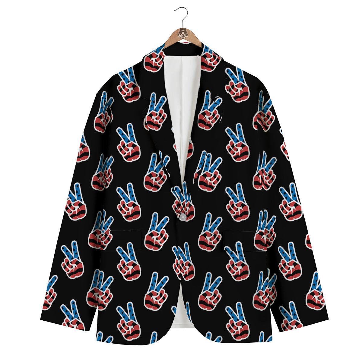 Peace Sign American Patriotic Print Pattern Men's Blazer-grizzshop