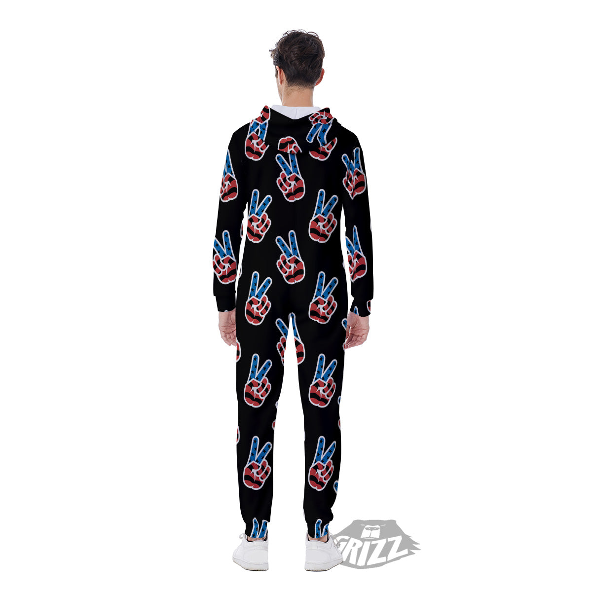 Peace Sign American Patriotic Print Pattern Men's Jumpsuit-grizzshop
