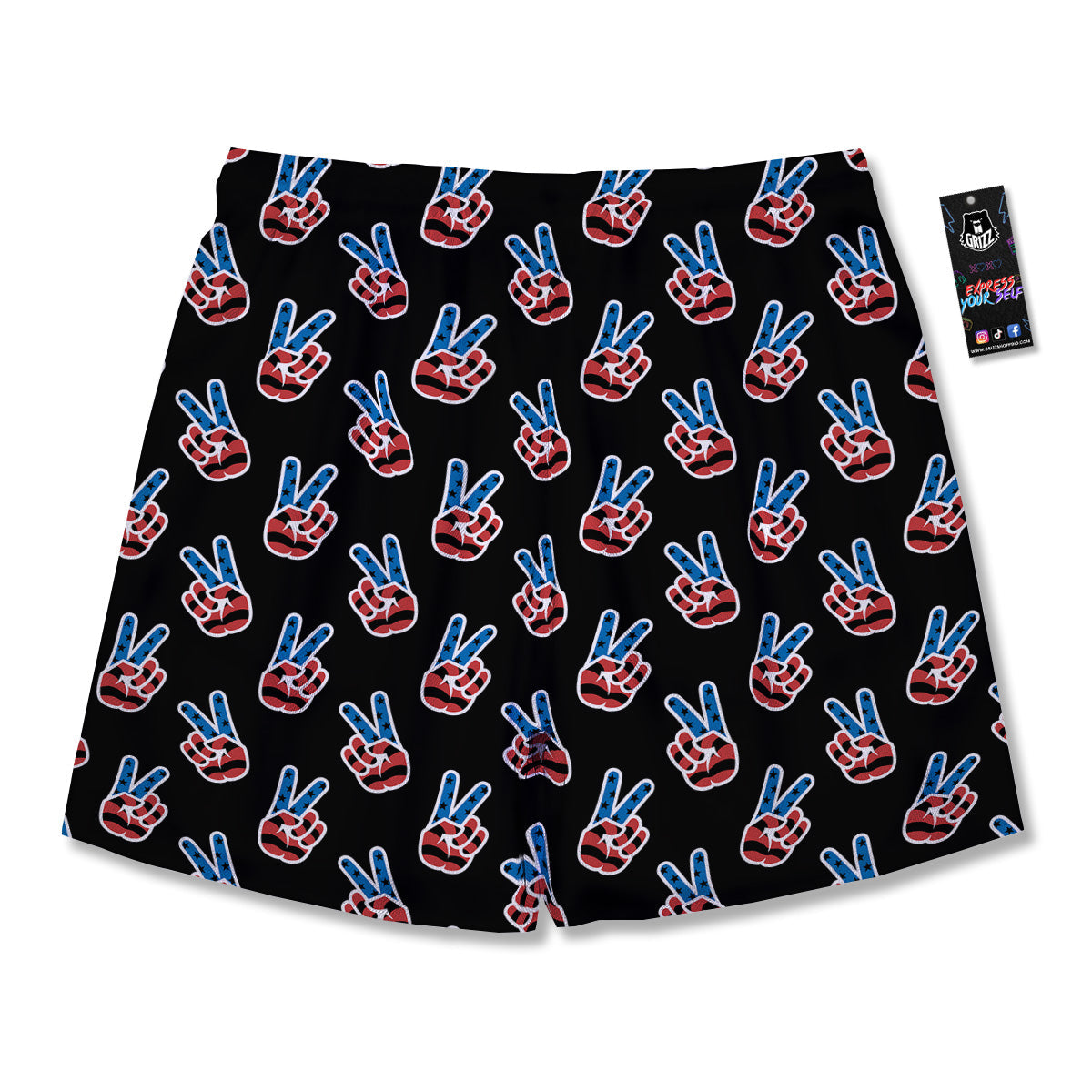 Peace Sign American Patriotic Print Pattern Men's Running Shorts-grizzshop