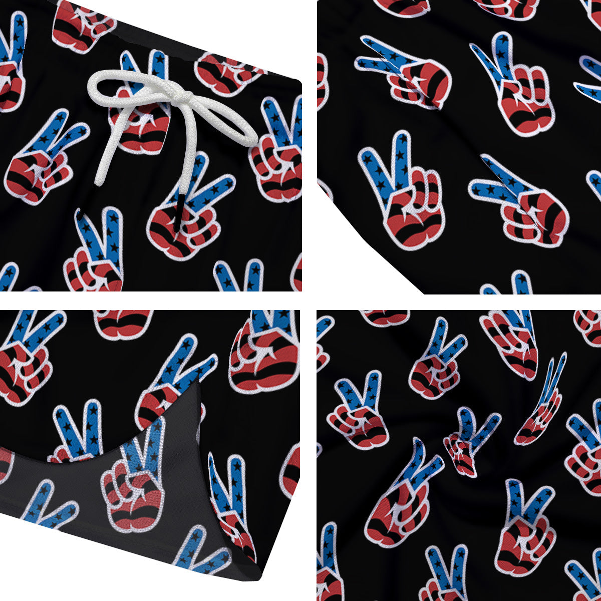 Peace Sign American Patriotic Print Pattern Men's Running Shorts-grizzshop