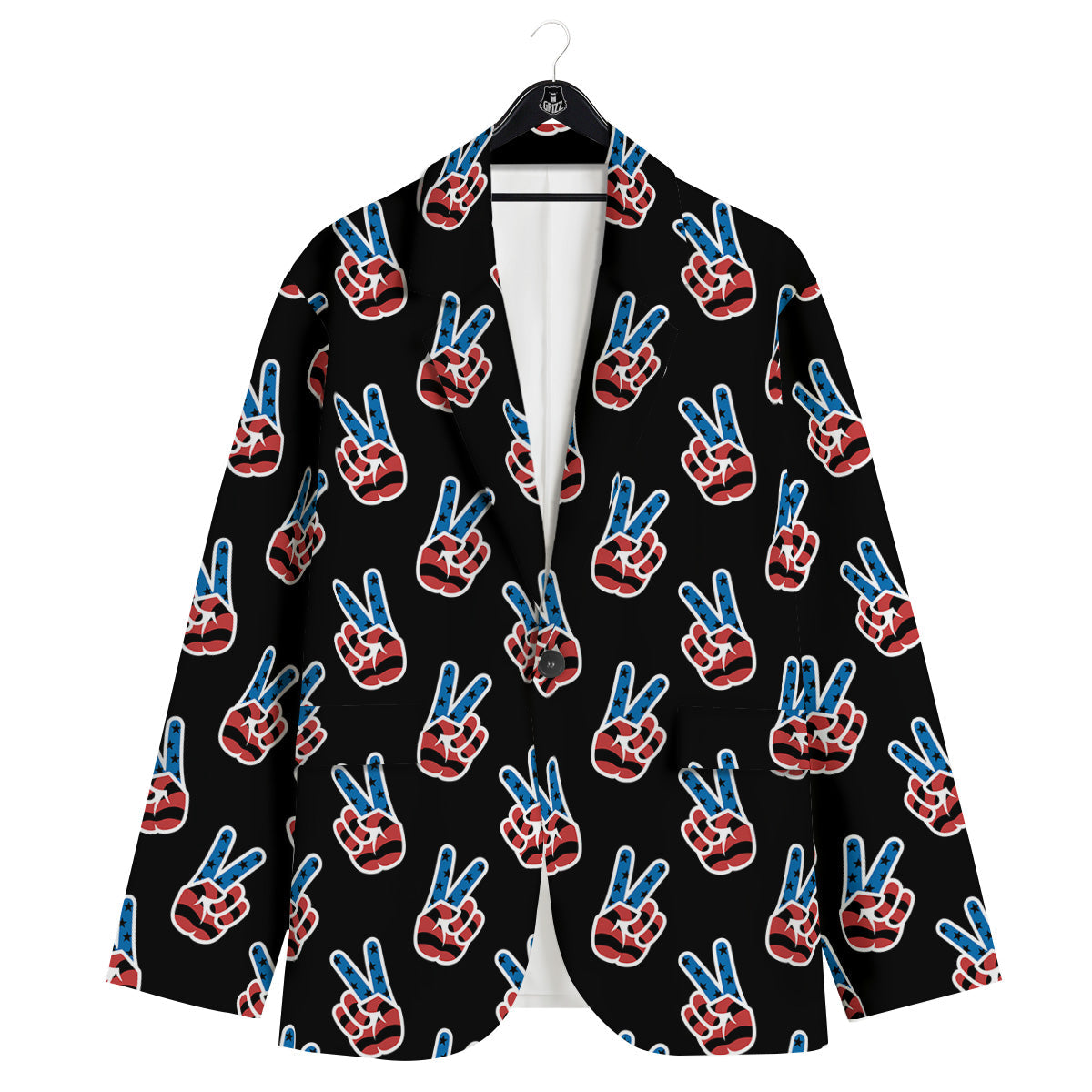 Peace Sign American Patriotic Print Pattern Men's Sport Coat-grizzshop