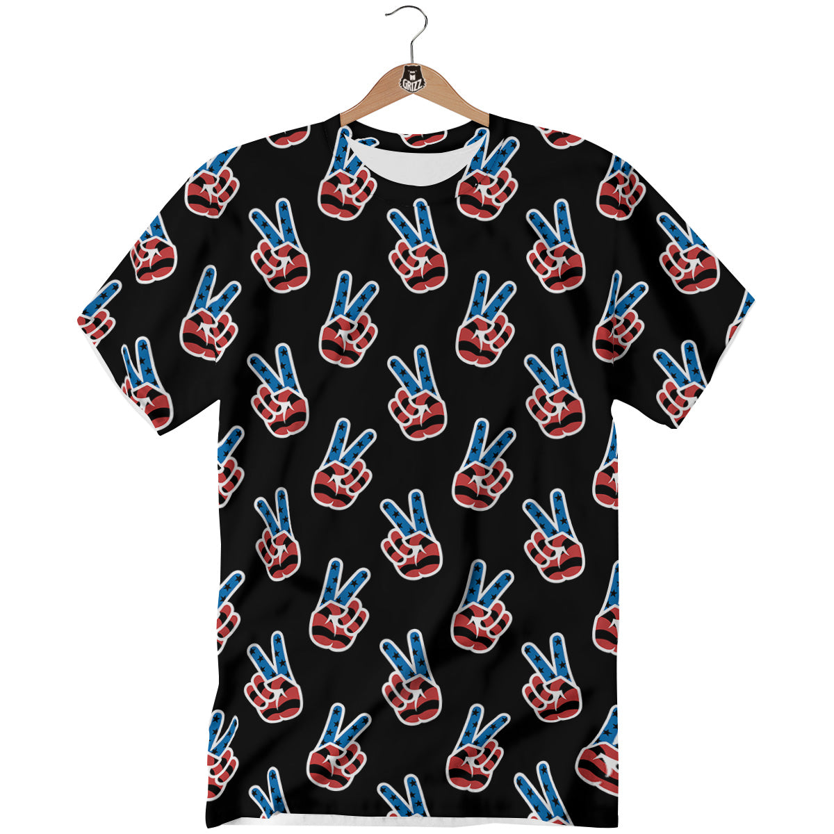 Peace Sign American Patriotic Print Pattern T-Shirt-grizzshop