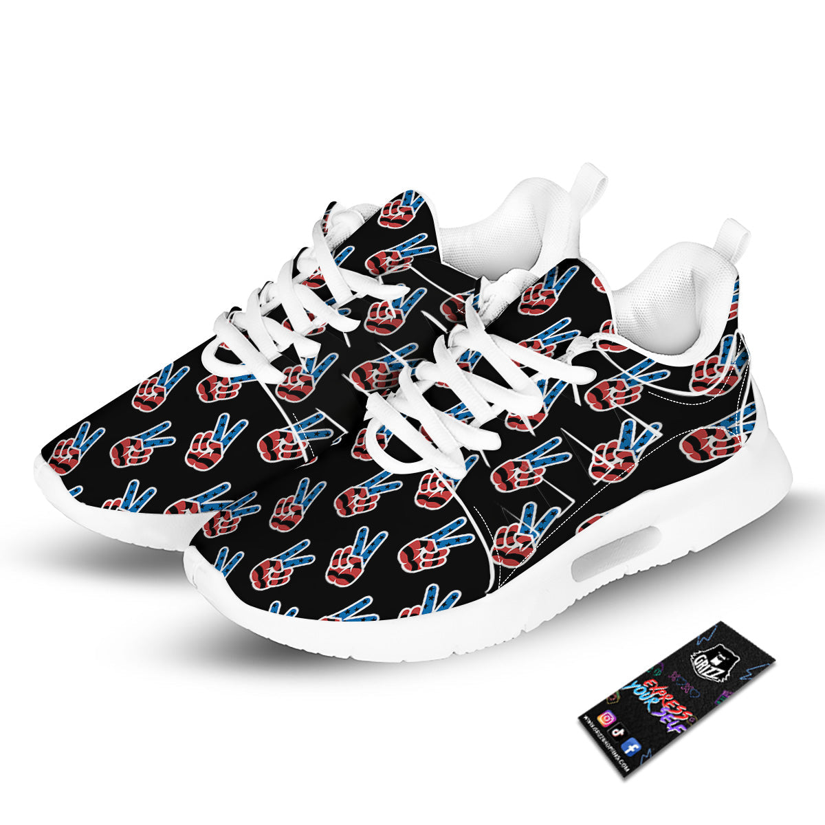 Peace Sign American Patriotic Print Pattern Tennis Shoes-grizzshop