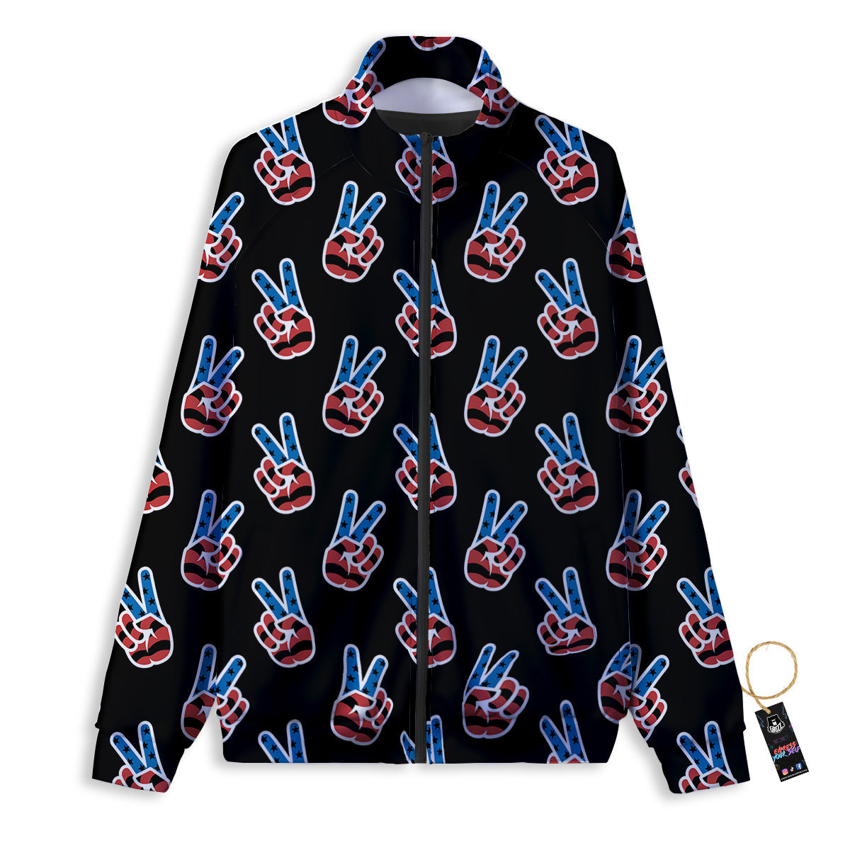 Peace Sign American Patriotic Print Pattern Track Jacket-grizzshop