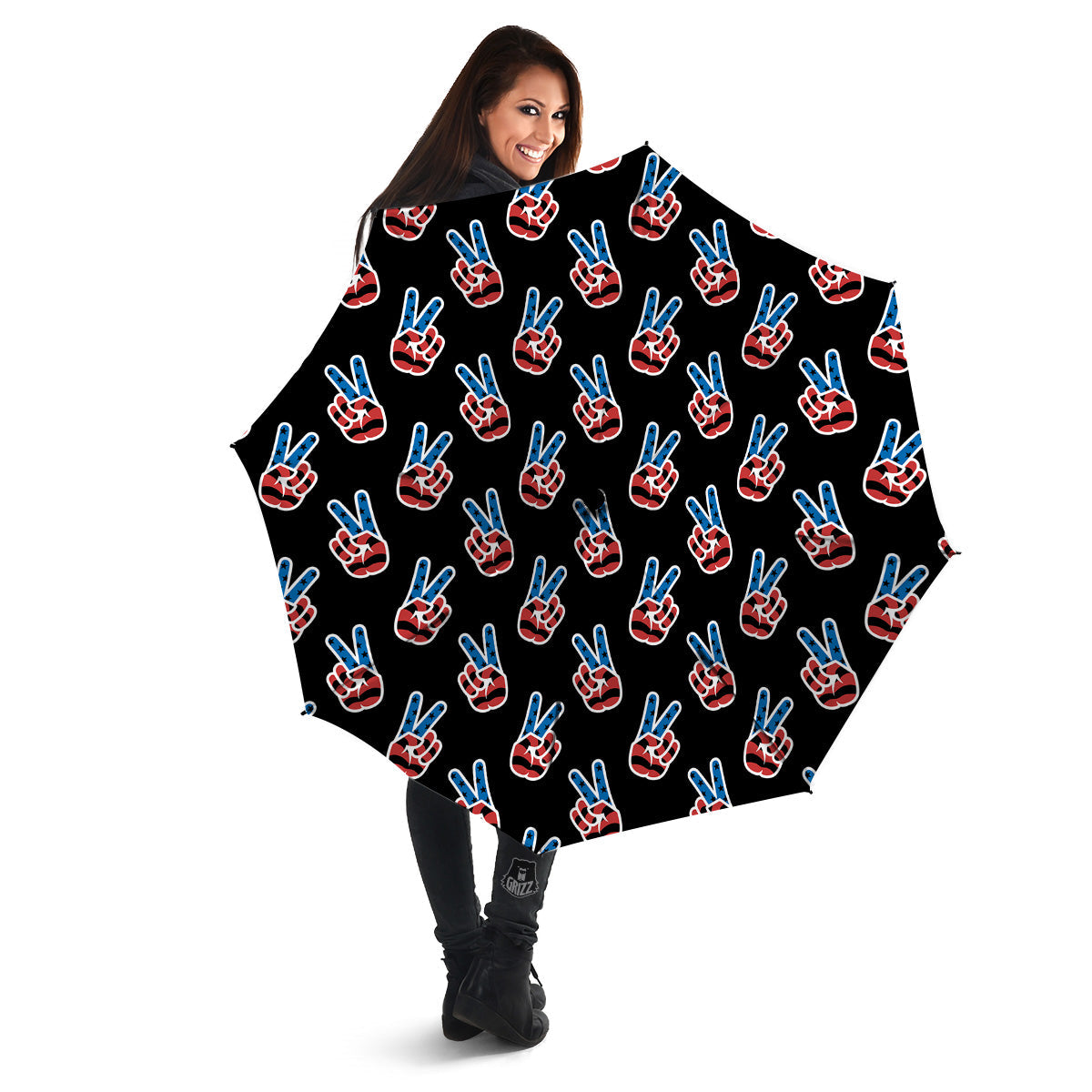 Peace Sign American Patriotic Print Pattern Umbrella-grizzshop