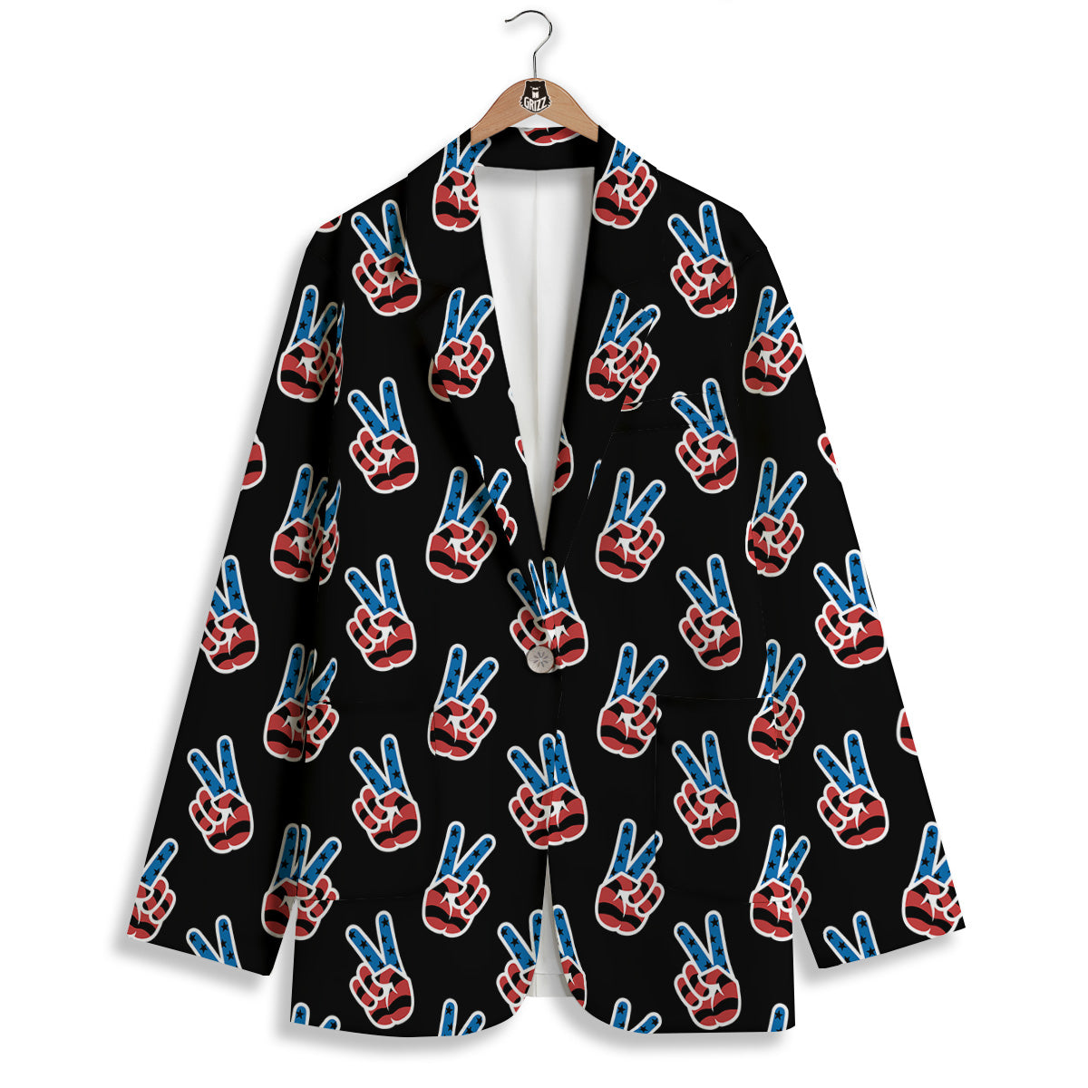 Peace Sign American Patriotic Print Pattern Women's Blazer-grizzshop