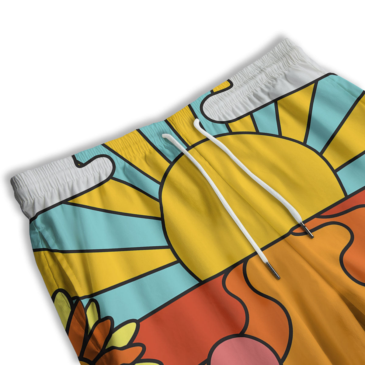 Peace Sign Hippie Flower Print Men's Athletic Shorts