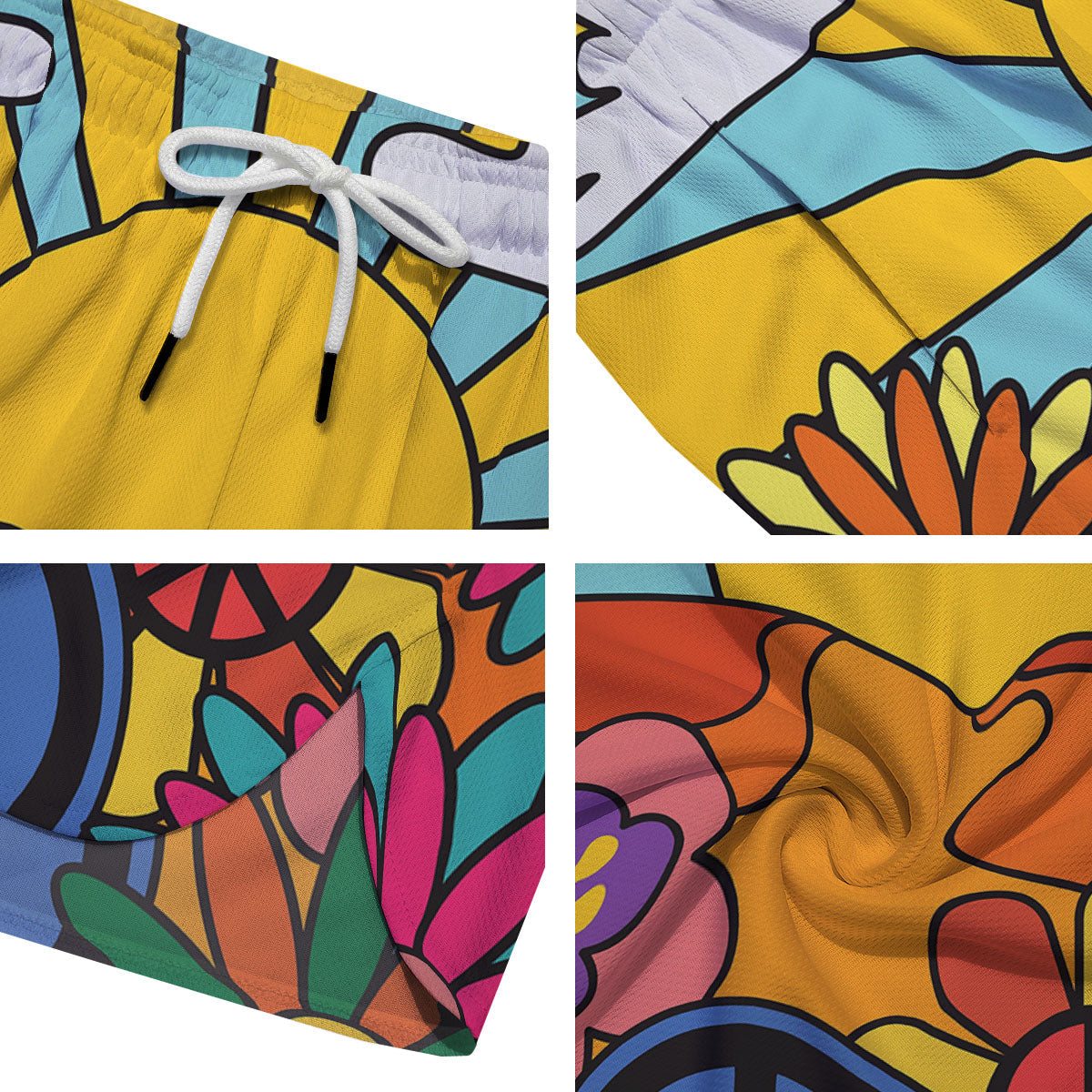 Peace Sign Hippie Flower Print Men's Running Shorts-grizzshop