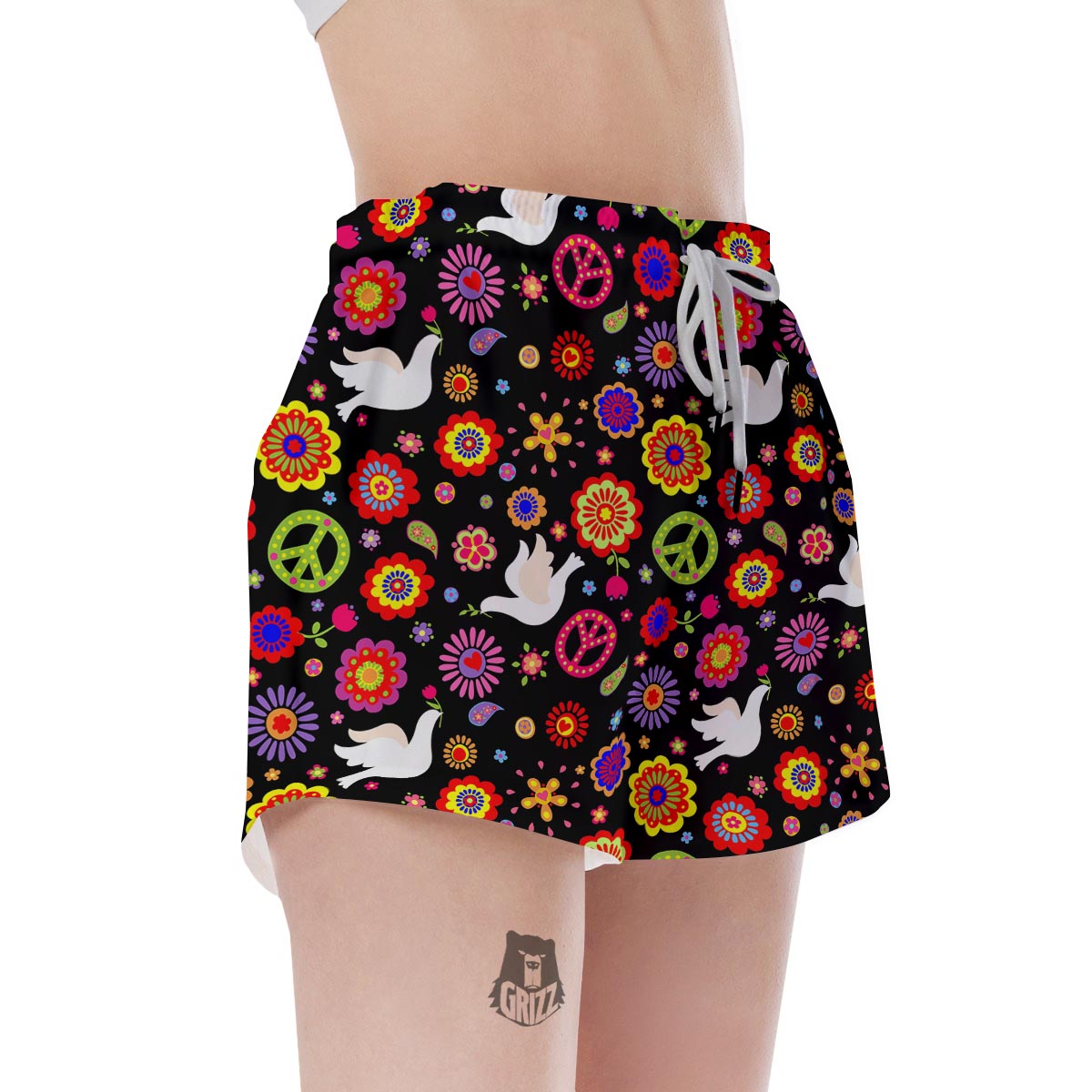 Peace Sign Hippie Women's Shorts-grizzshop