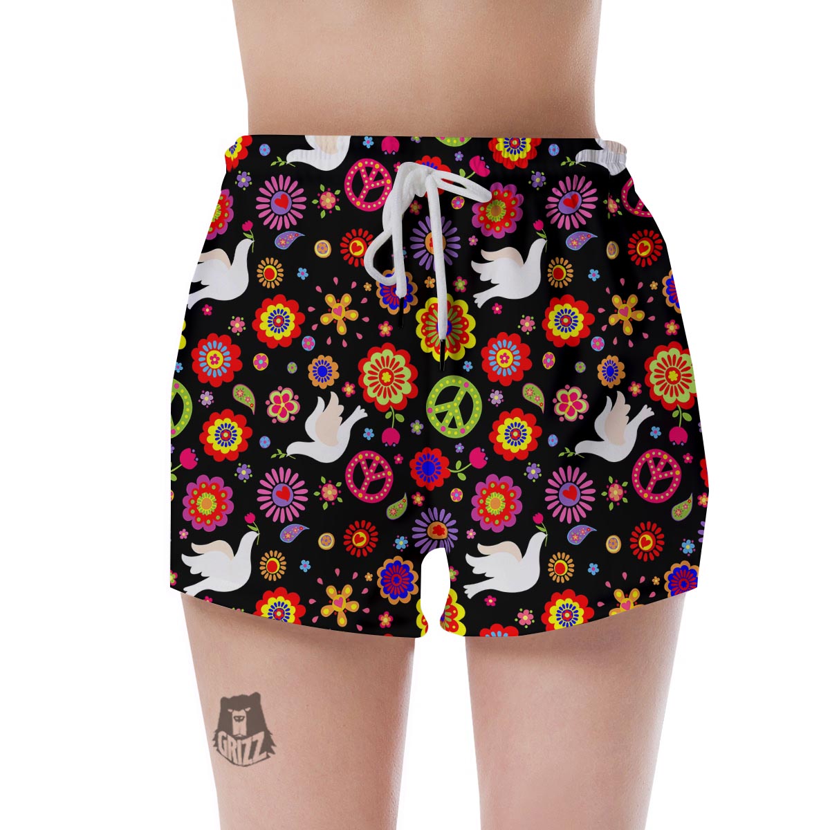 Peace Sign Hippie Women's Shorts-grizzshop