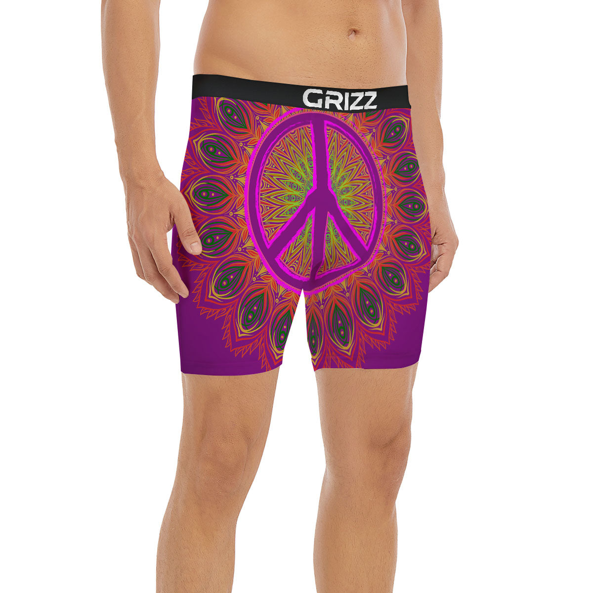 Peace Sign Psychedelic Hippie Print Boxer Briefs-grizzshop