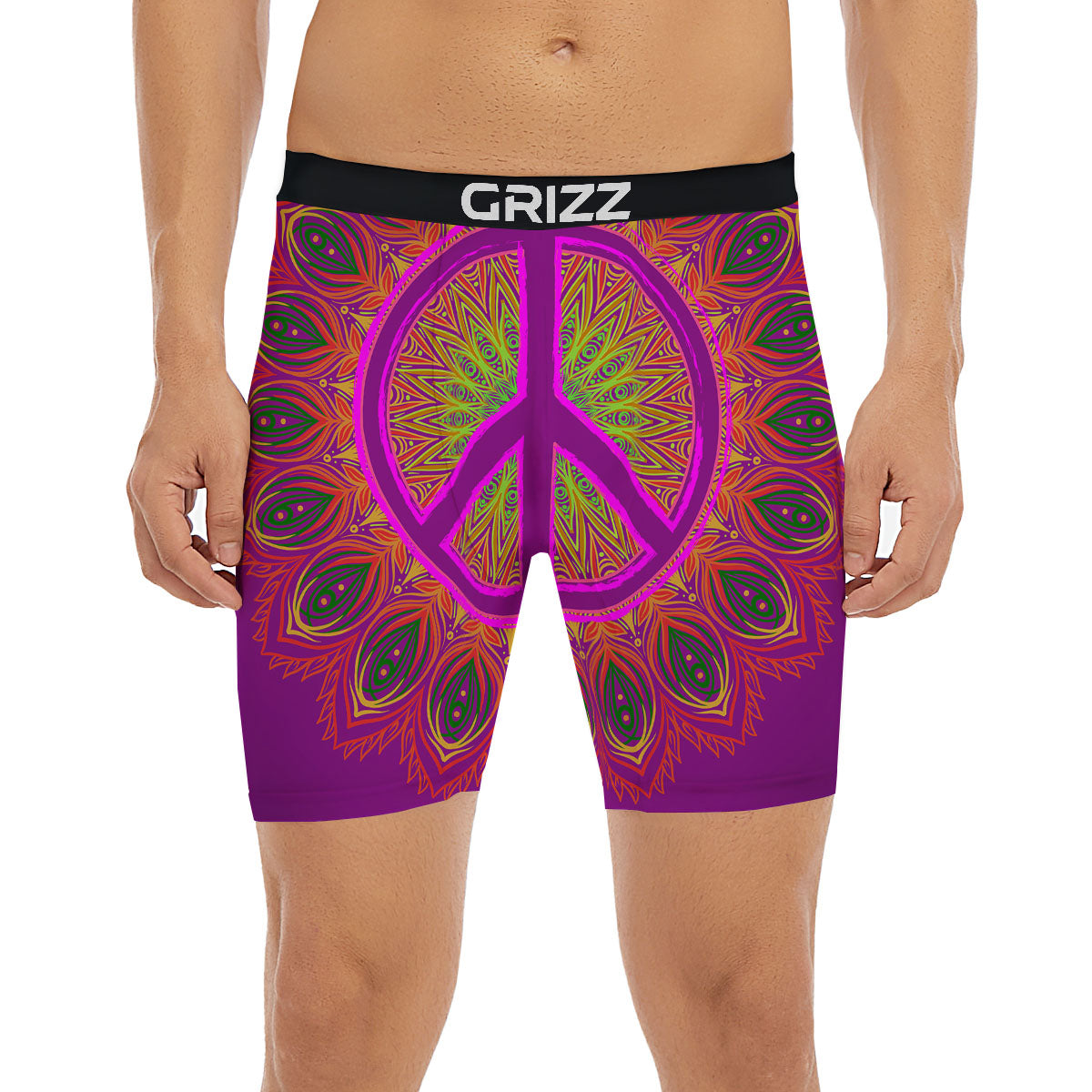 Peace Sign Psychedelic Hippie Print Boxer Briefs-grizzshop