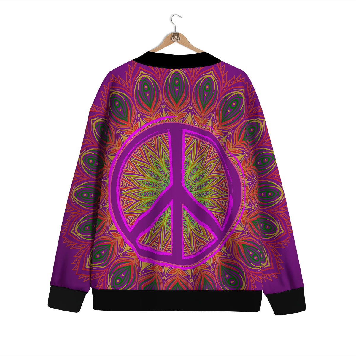 Peace Sign Psychedelic Hippie Print Cardigan-grizzshop