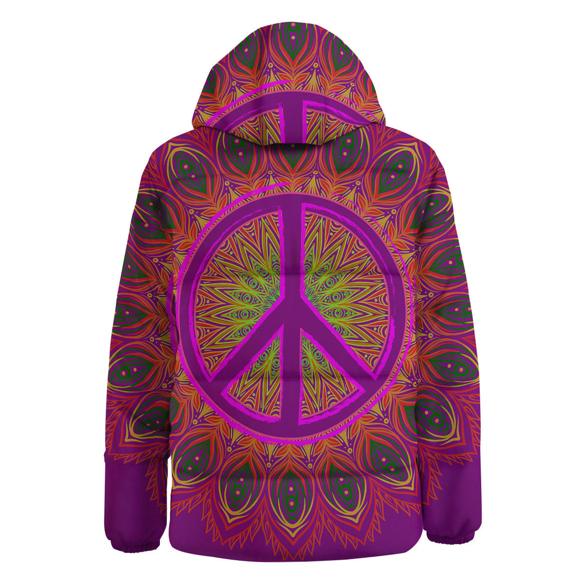 Peace Sign Psychedelic Hippie Print Down Jacket-grizzshop