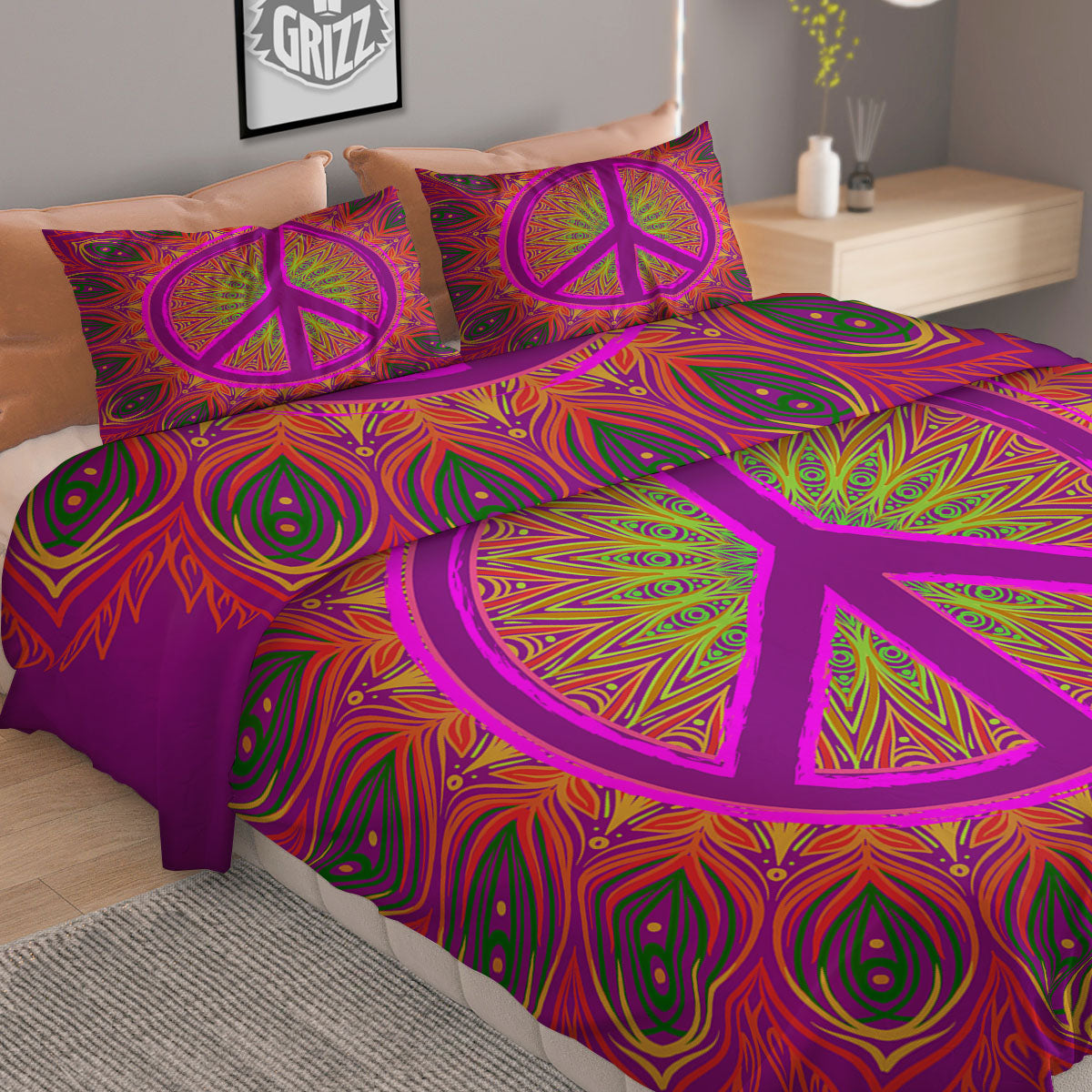 Palm Tree Vintage Print Pattern Duvet Cover Bedding Set