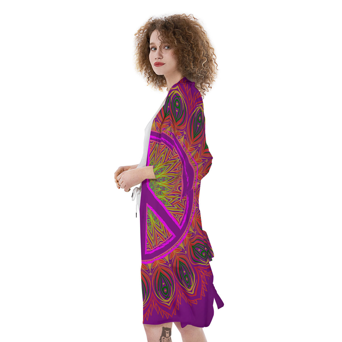 Peace Sign Psychedelic Hippie Print Kimono-grizzshop