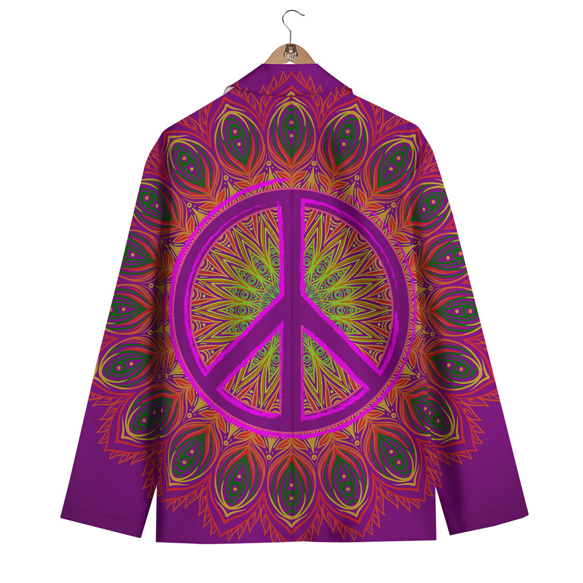 Peace Sign Psychedelic Hippie Print Men's Blazer-grizzshop
