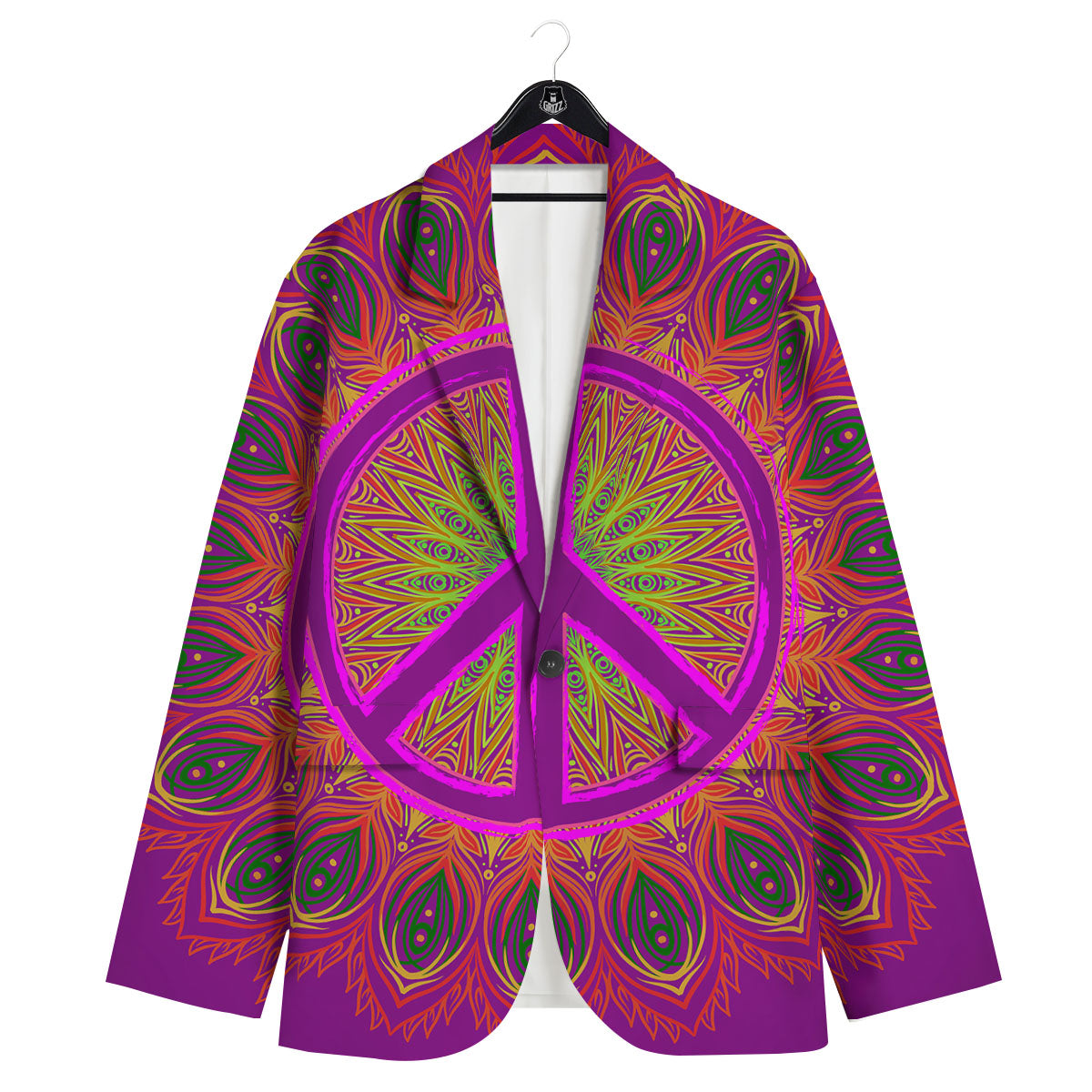Peace Sign Psychedelic Hippie Print Men's Sport Coat-grizzshop