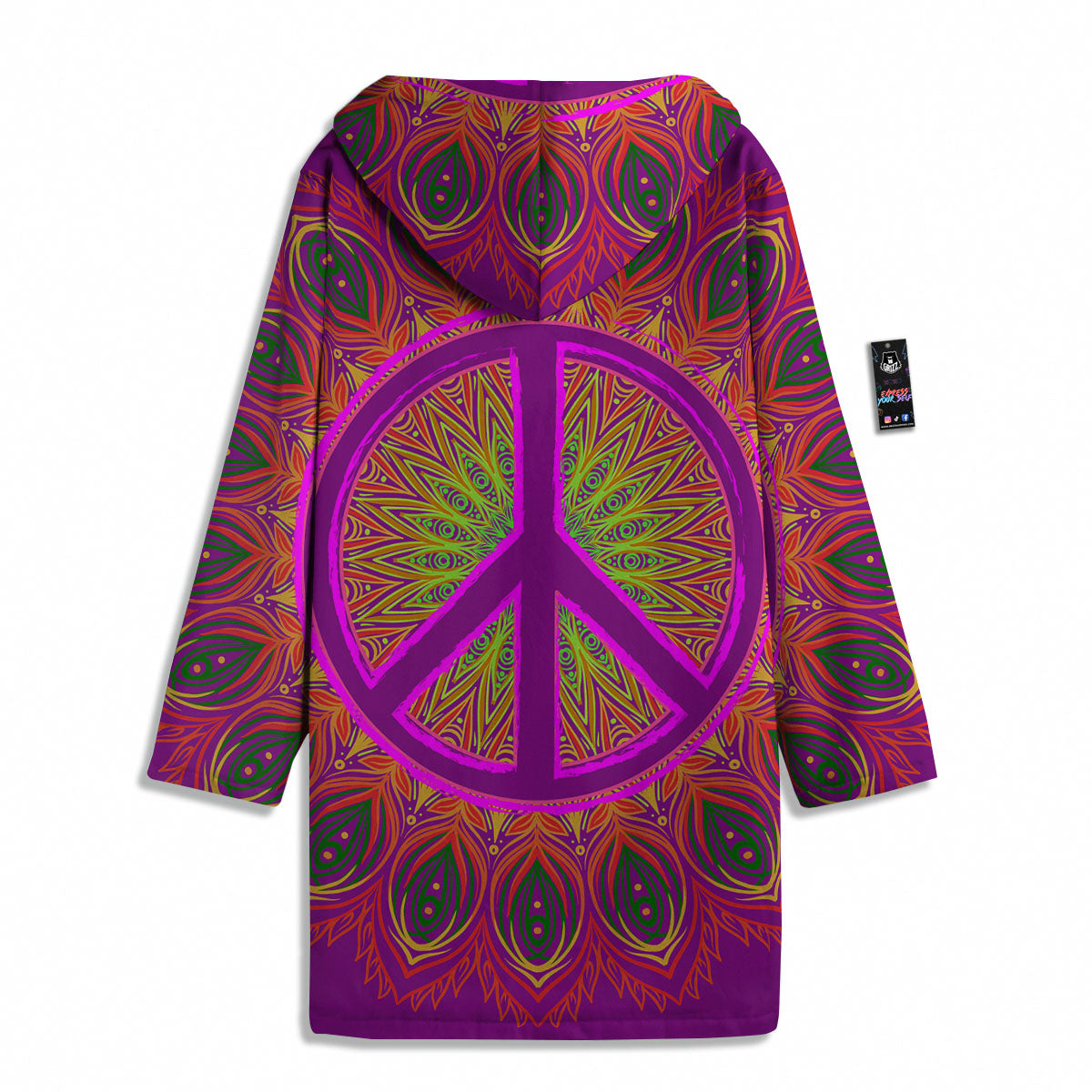 Peace Sign Psychedelic Hippie Print Men's Windbreaker Jacket-grizzshop