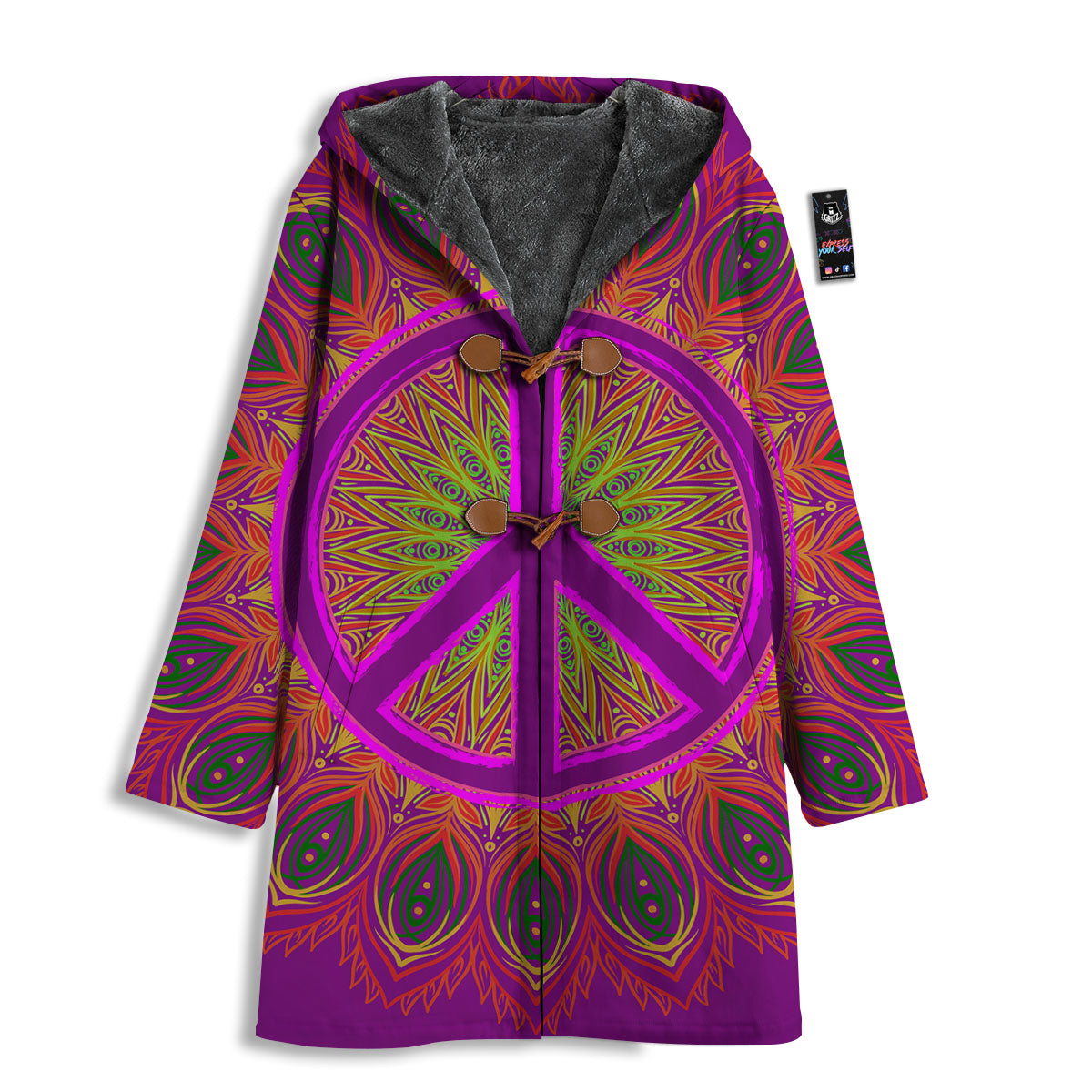 Peace Sign Psychedelic Hippie Print Men's Windbreaker Jacket-grizzshop