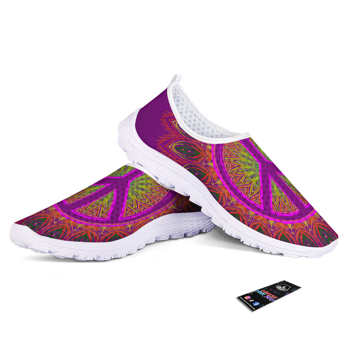 Peace Sign Psychedelic Hippie Print Nurse Shoes-grizzshop